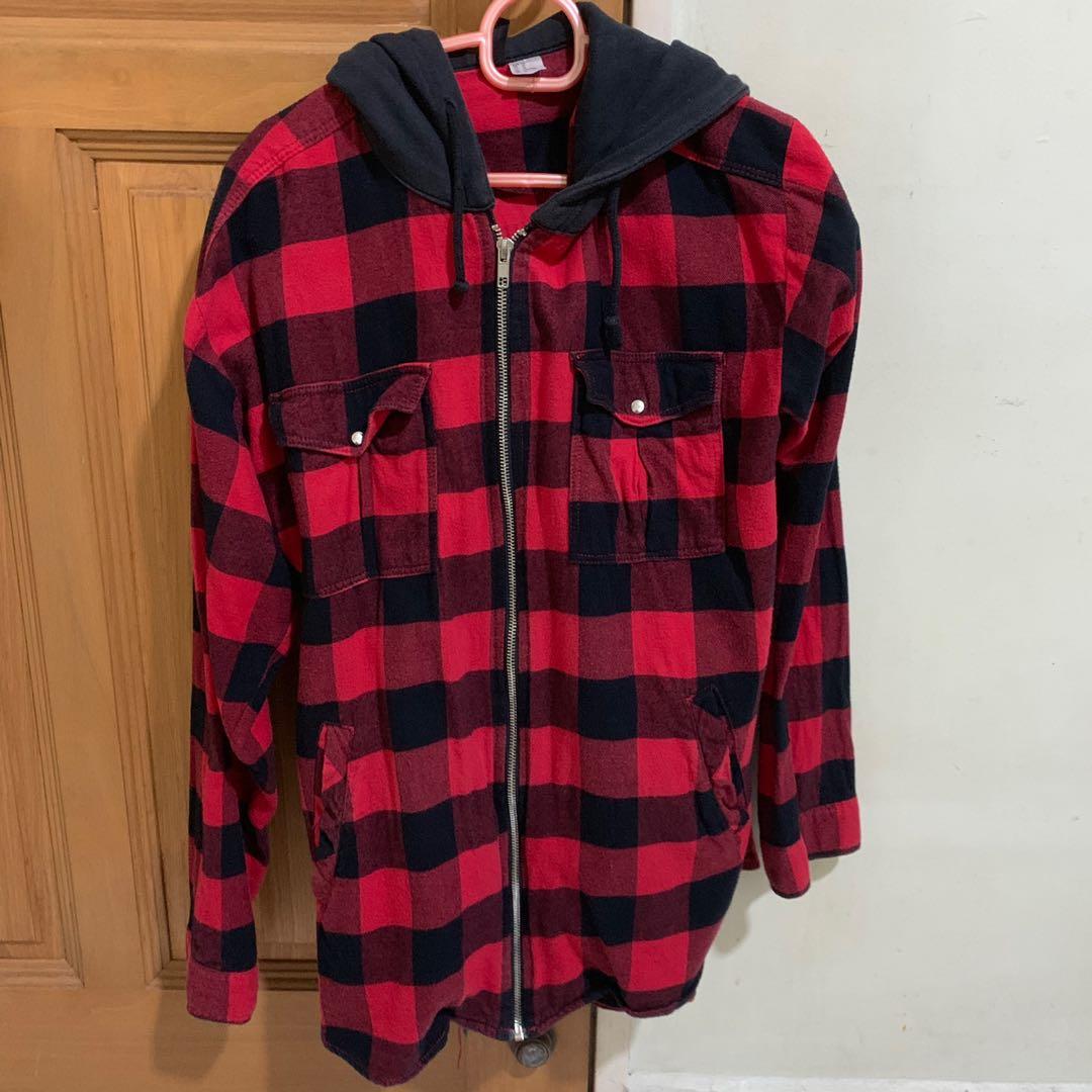 Red Flannel Hoodie Women s Fashion Coats Jackets and Outerwear