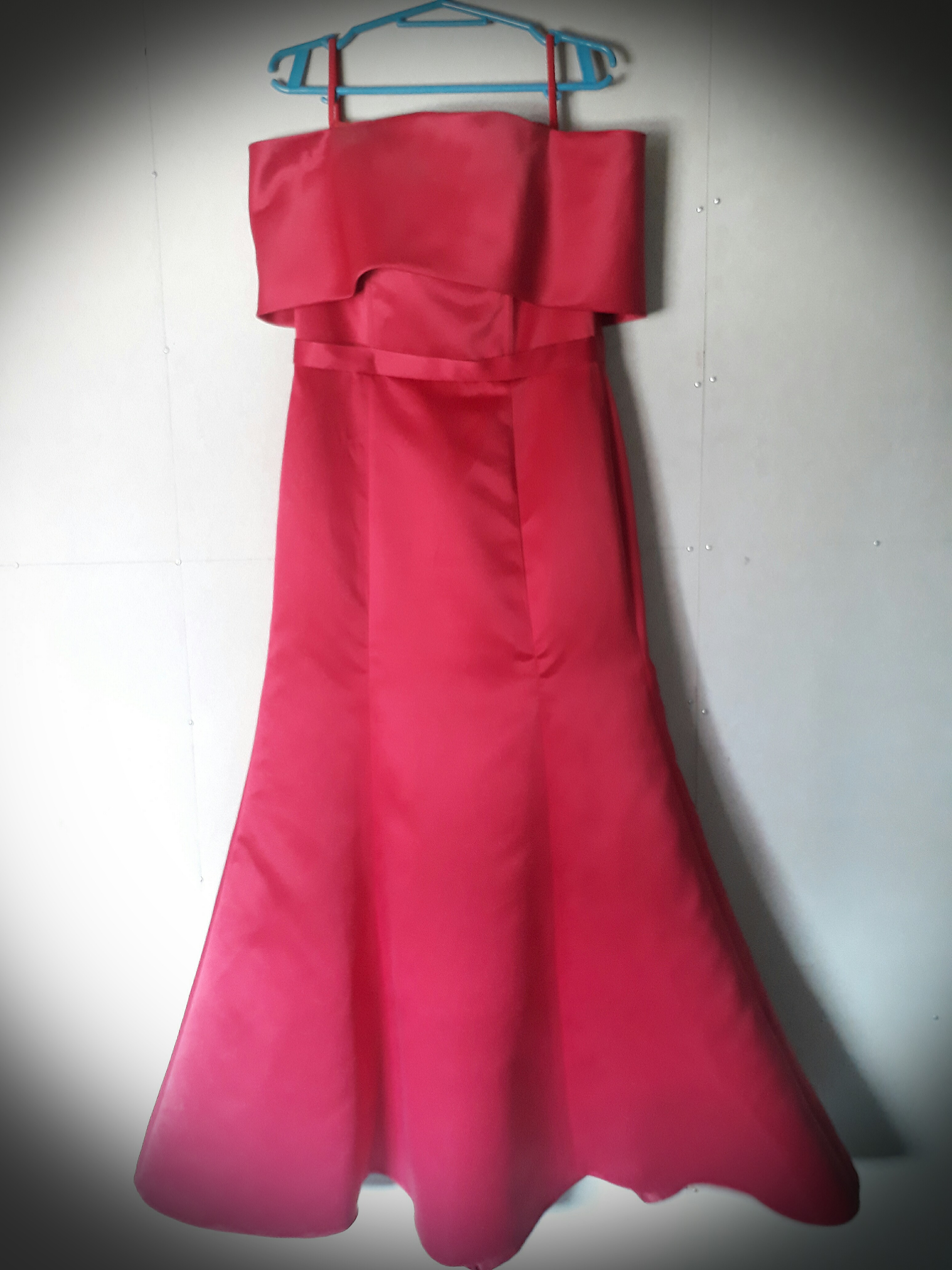red off shoulder long gown