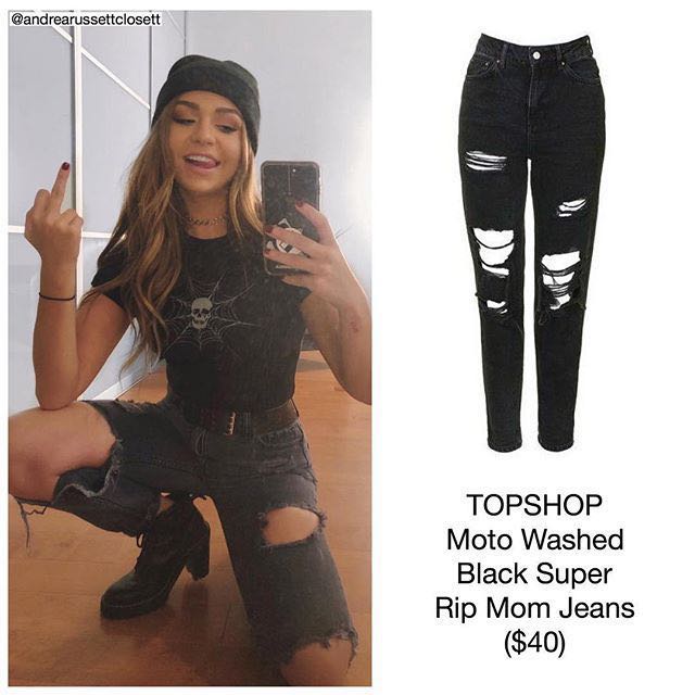 mom jeans black ripped