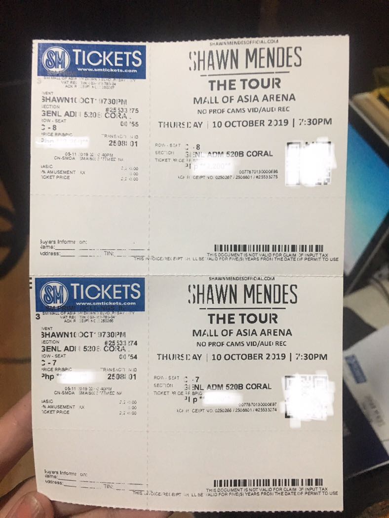 Shawn Mendes Tour Manila Gen Ad Tickets, Tickets & Vouchers, Event