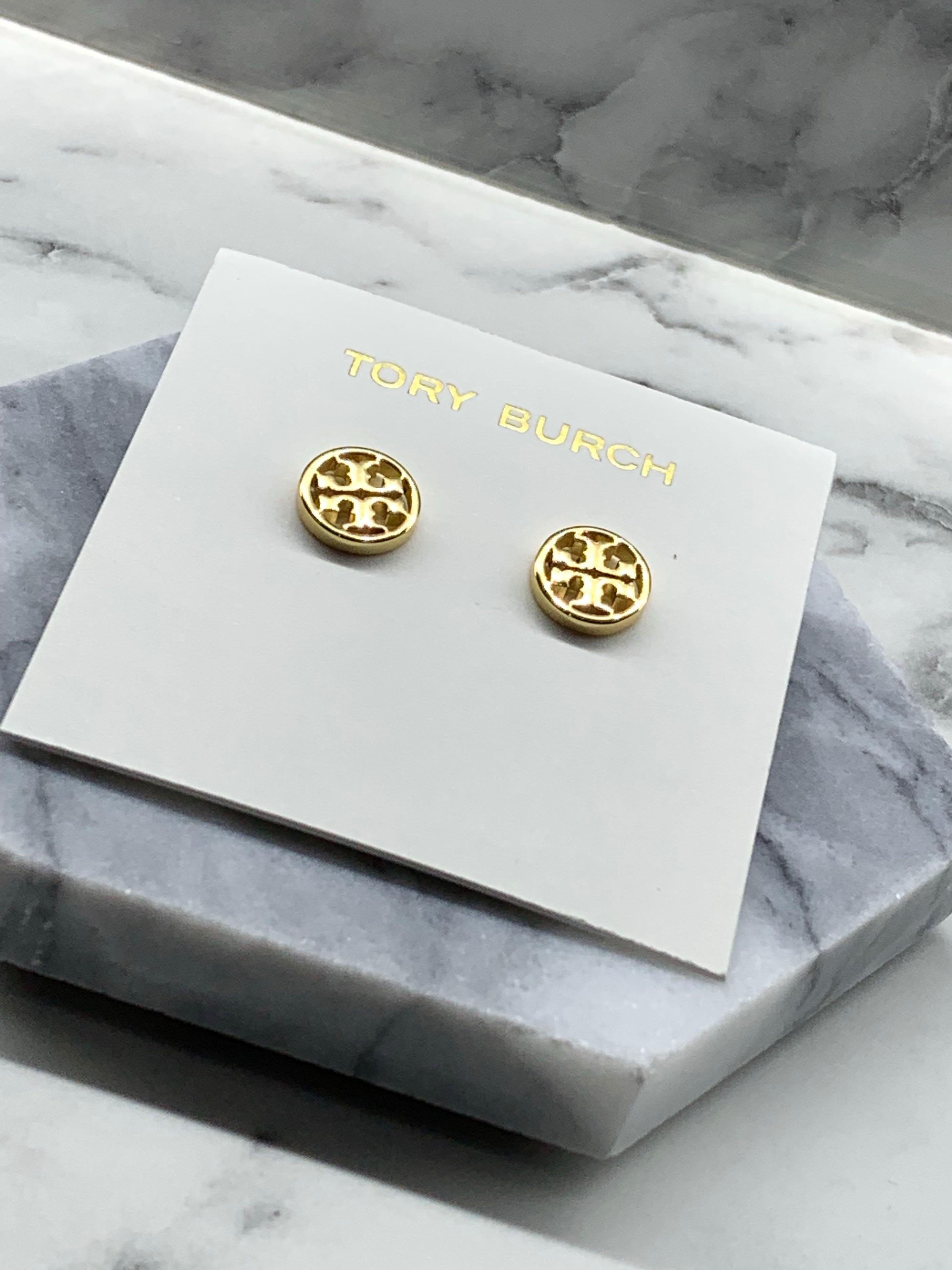 Tory burch logo discount circle stud earrings
