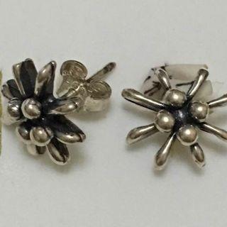 NVE#12 Vintage Native American stud flower earrings ster silver