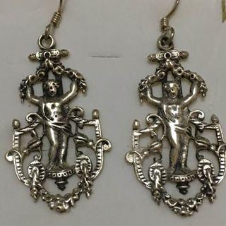 NVE#28 Art Deco angel earrings sterling silver