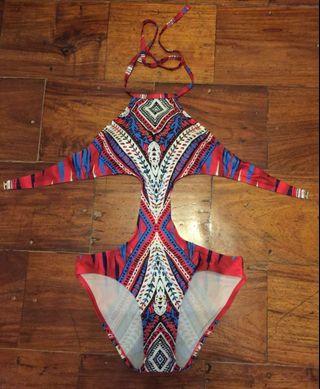 Printed One Piece Halter Top - Swimsuit #3