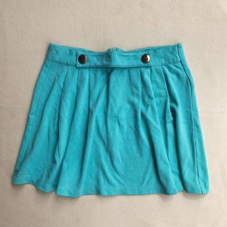 Blue Pleated Mini Skirt