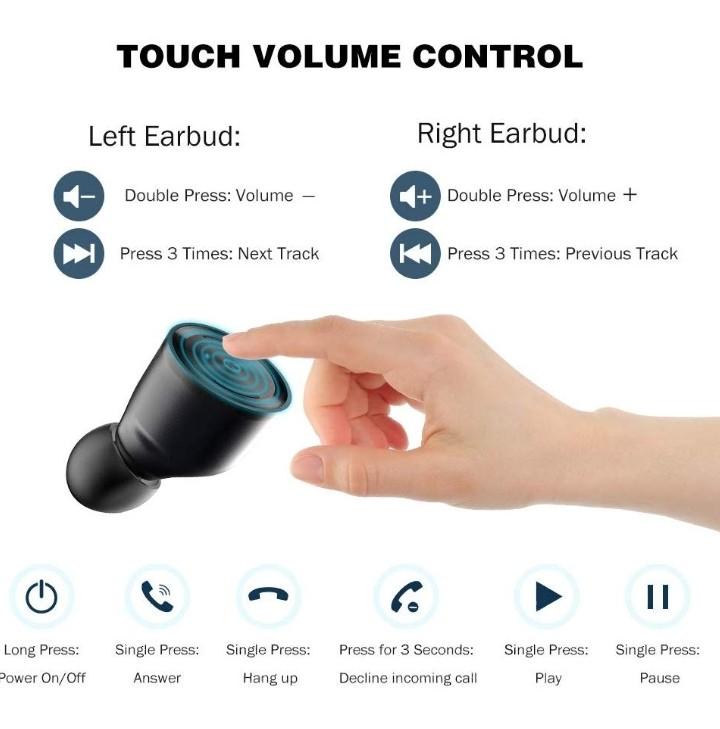 wireless earbuds with volume control