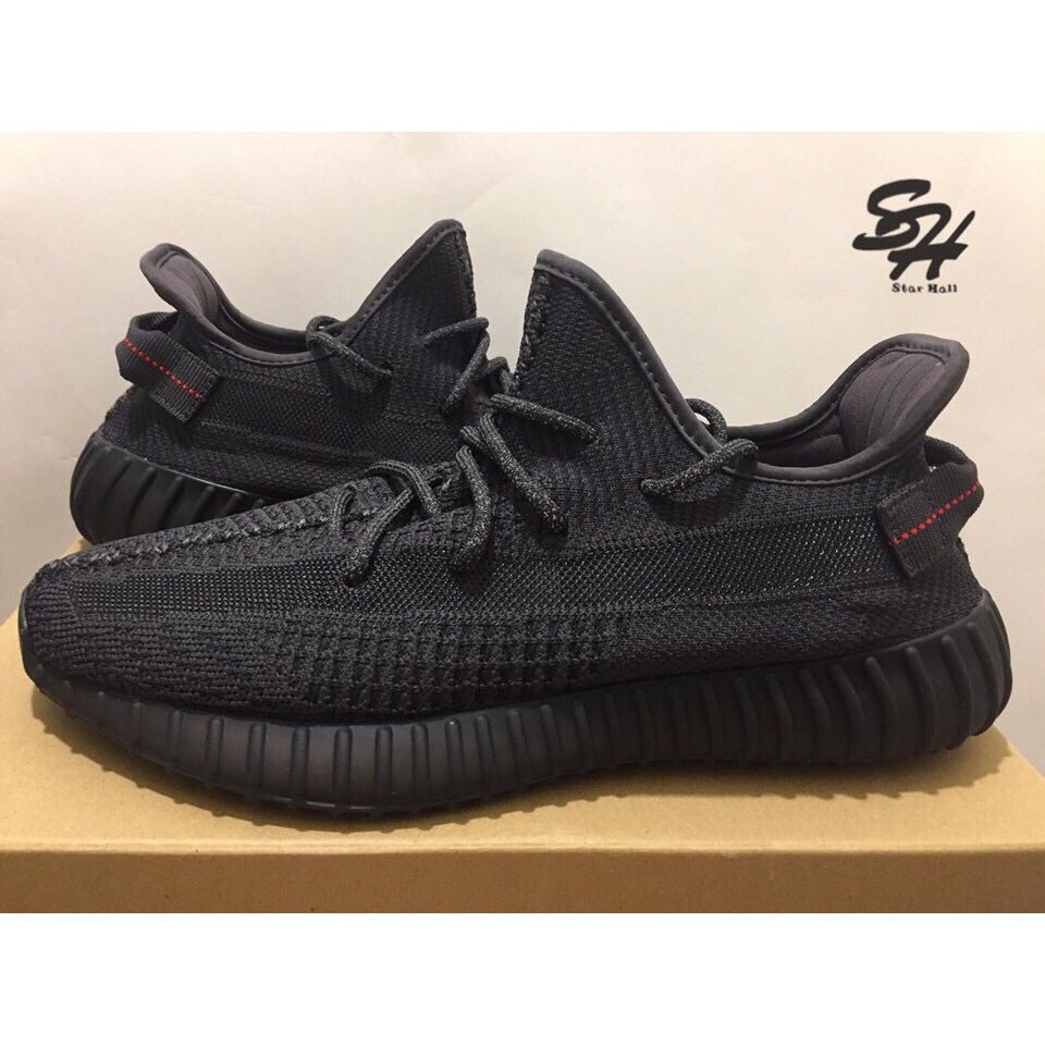 ADIDAS YEEZY BOOST 350 V2 BLACK 黑魂黑天使鞋帶反光FU9006, 他的時尚