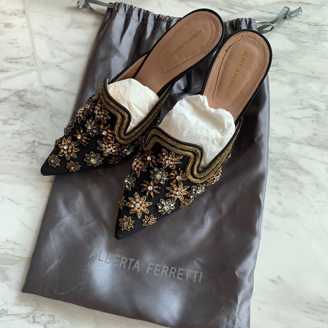 Christmas Sale Alberta Ferretti Slip on Mule with Crystals Size 38
