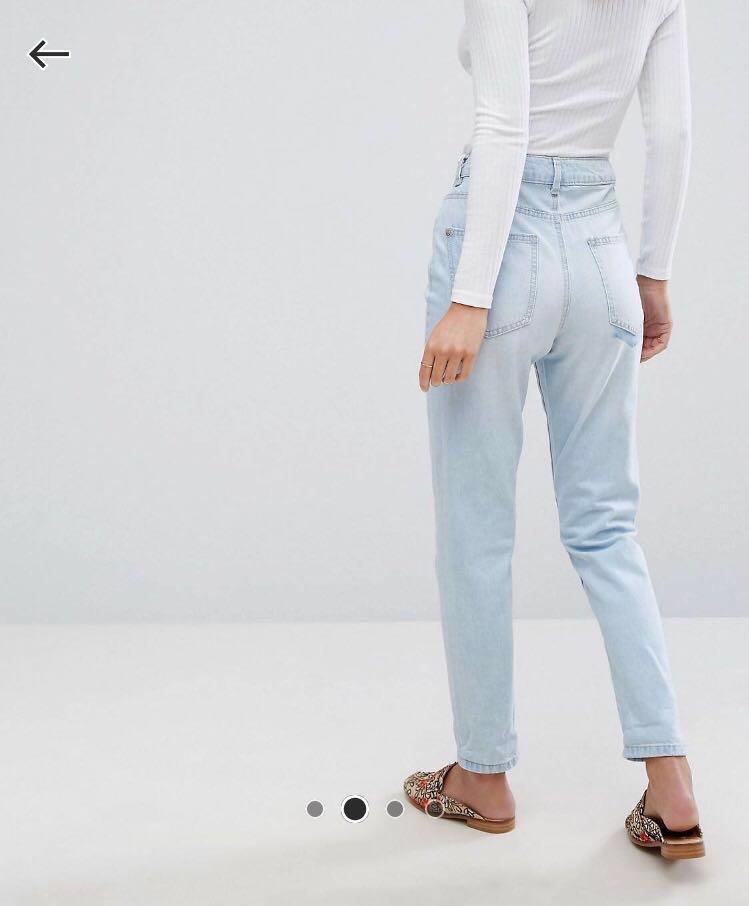 high waisted mom jeans with raw hem 
