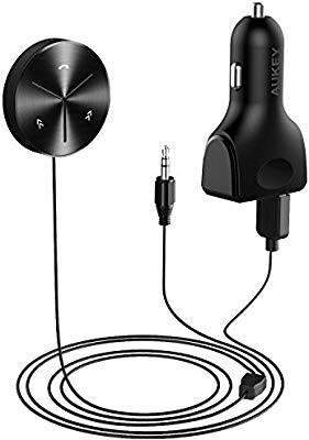 Aukey Bluetooth Receiver Car Kit With 3 Port Usb Car Charger