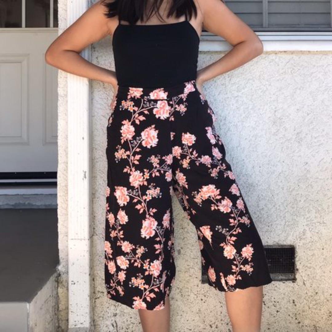Black floral pants
