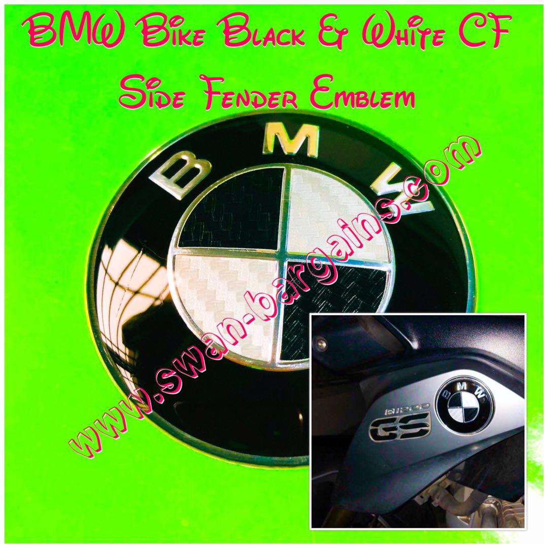 Bmw Bike Fairing Black White Carbon Fiber Cf Aluminium Side Fender Badge Emblem For Original Bmw Logo Base Mounting Self Adhesive Decal Sticker Gsa Motorcycles Motorcycle Accessories On Carousell