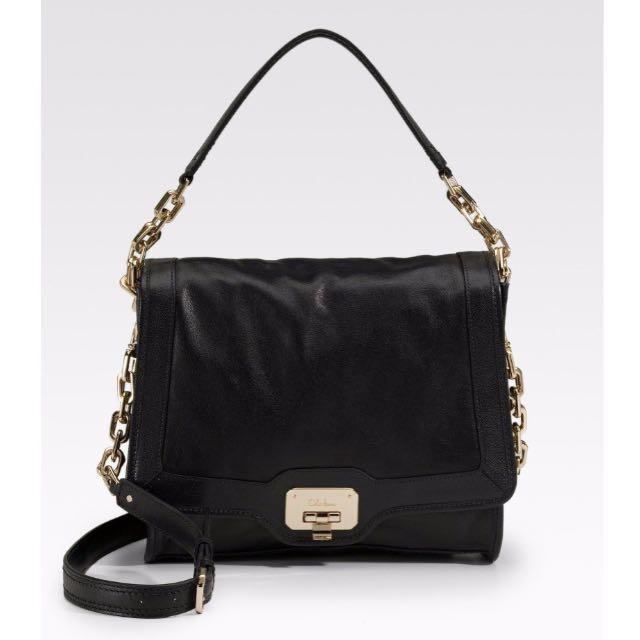 cole haan black leather purse