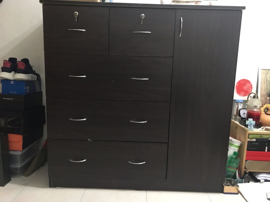 Dark Walnut Chest Drawer With Hanging Compartment Furniture