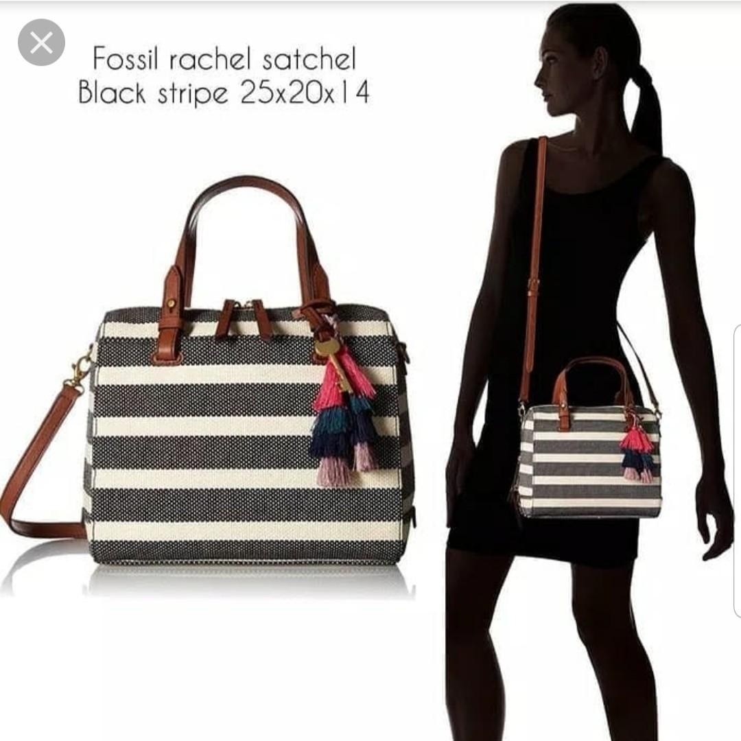 Fossil Rachel Satchel Handbag black stripe