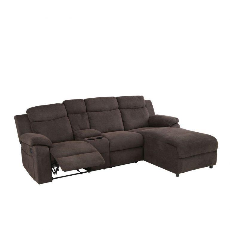 LSHAPED RECLINER (FAB) RIGHT BROWN FABRIC RECLINER SOFA, Furniture