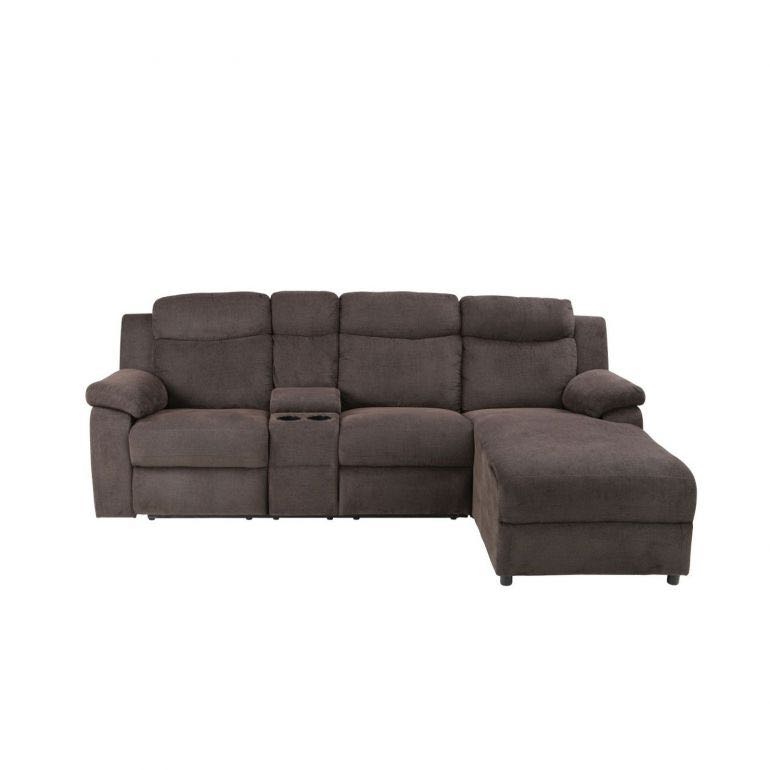 LSHAPED RECLINER (FAB) RIGHT BROWN FABRIC RECLINER SOFA, Furniture