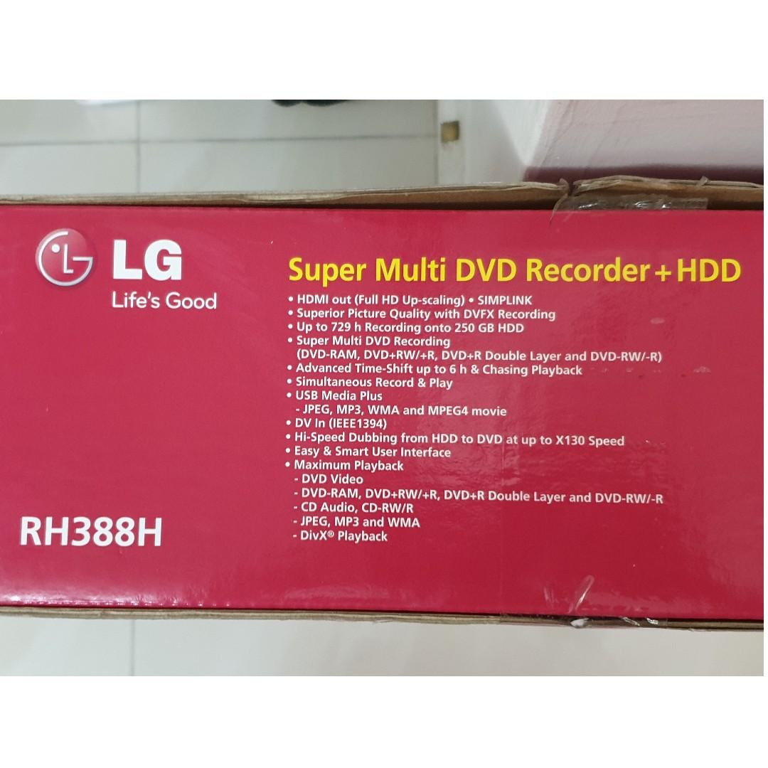 NEW LG 250GB HDD/DVD Recorder RH388H Record Any Video via RCA Inputs, Electronics, Others on