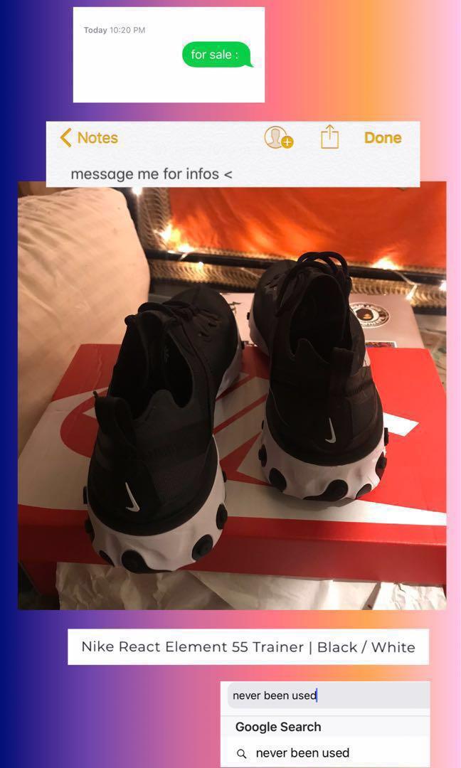 Nike React Element 55 Trainer Black White Men S Fashion Footwear Sneakers On Carousell