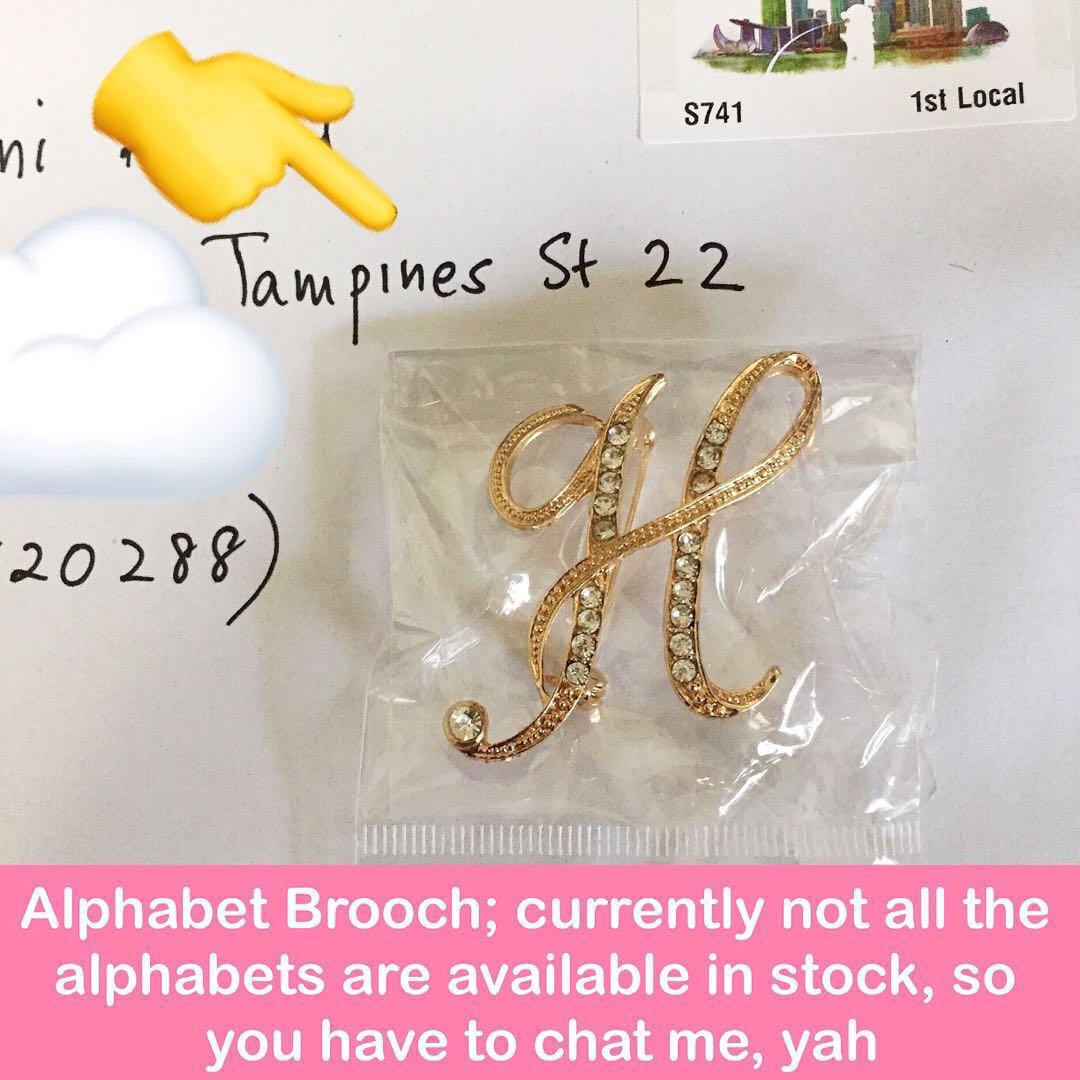 Rhinestone Alphabet Brooch Gold Color Actual Color Between Gold And Rose Gold Makes A Lovely Gift Uncle Anthony Follow This Link B4 U Chat To Order Http Sg Carousell Com P Women S Fashion Accessories Others