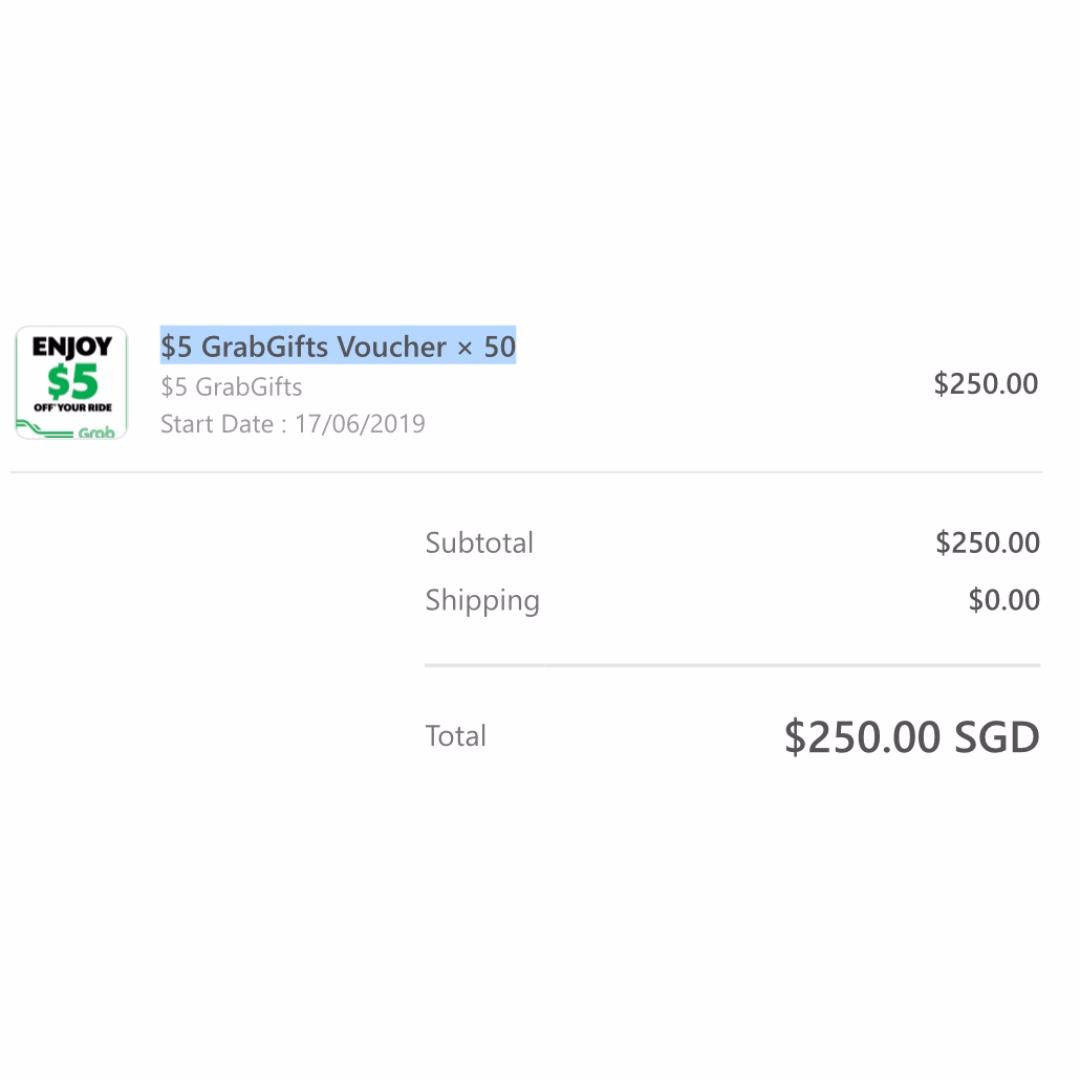 S$5 Grab voucher as reward, Tickets & Vouchers, Vouchers on Carousell