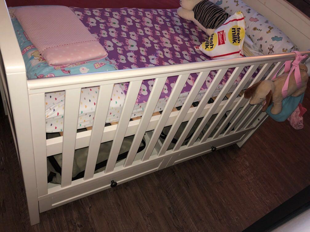 Silver Cross Nostalgia Baby Cot Bed Antique White With Bottom