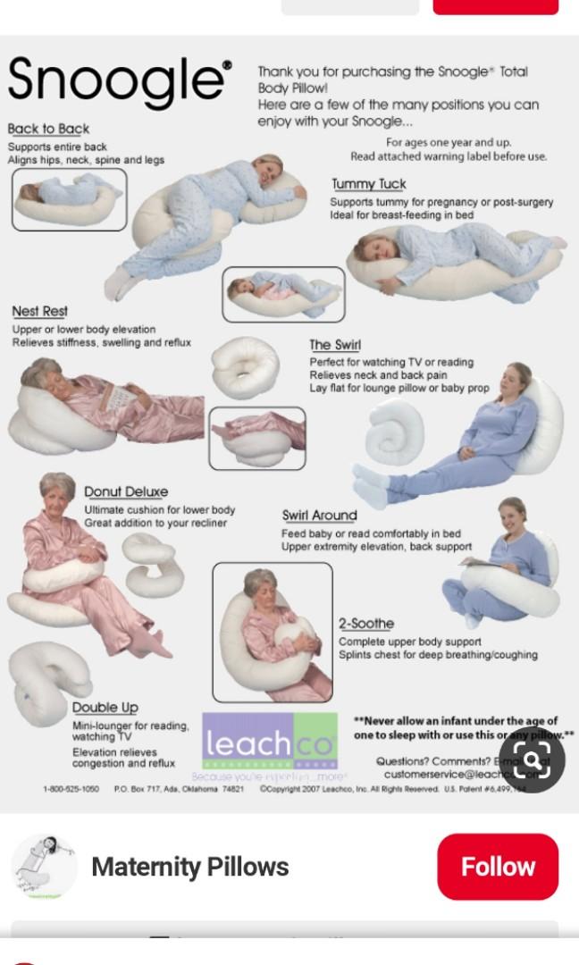 Snoogle Pregnancy Breastfeeding Pillow Babies Kids Maternity