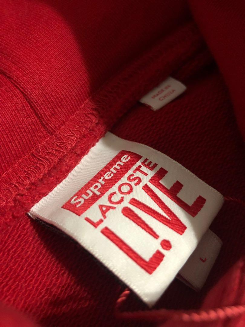 Supreme lacoste deals crewneck red