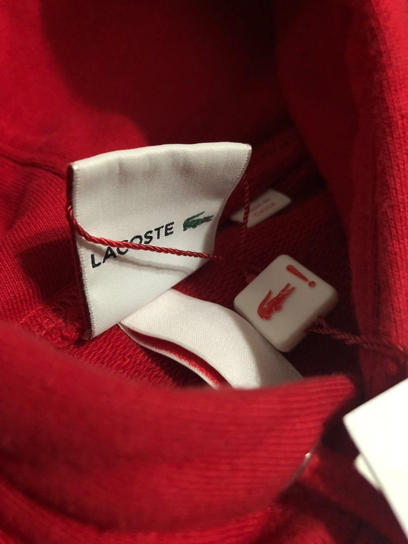 Supreme Lacoste Hooded Sweatshirt Red Men s Fashion Tops Sets Hoodies on Carousell