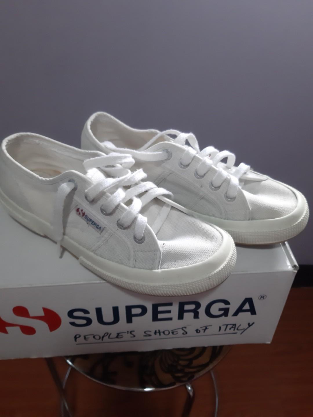 Superga white sneakers, Women's Fashion 