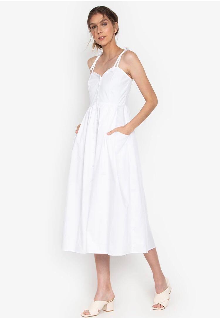 The Edit White Tie Shoulder Dress Women S Fashion Dresses Sets Dresses On Carousell