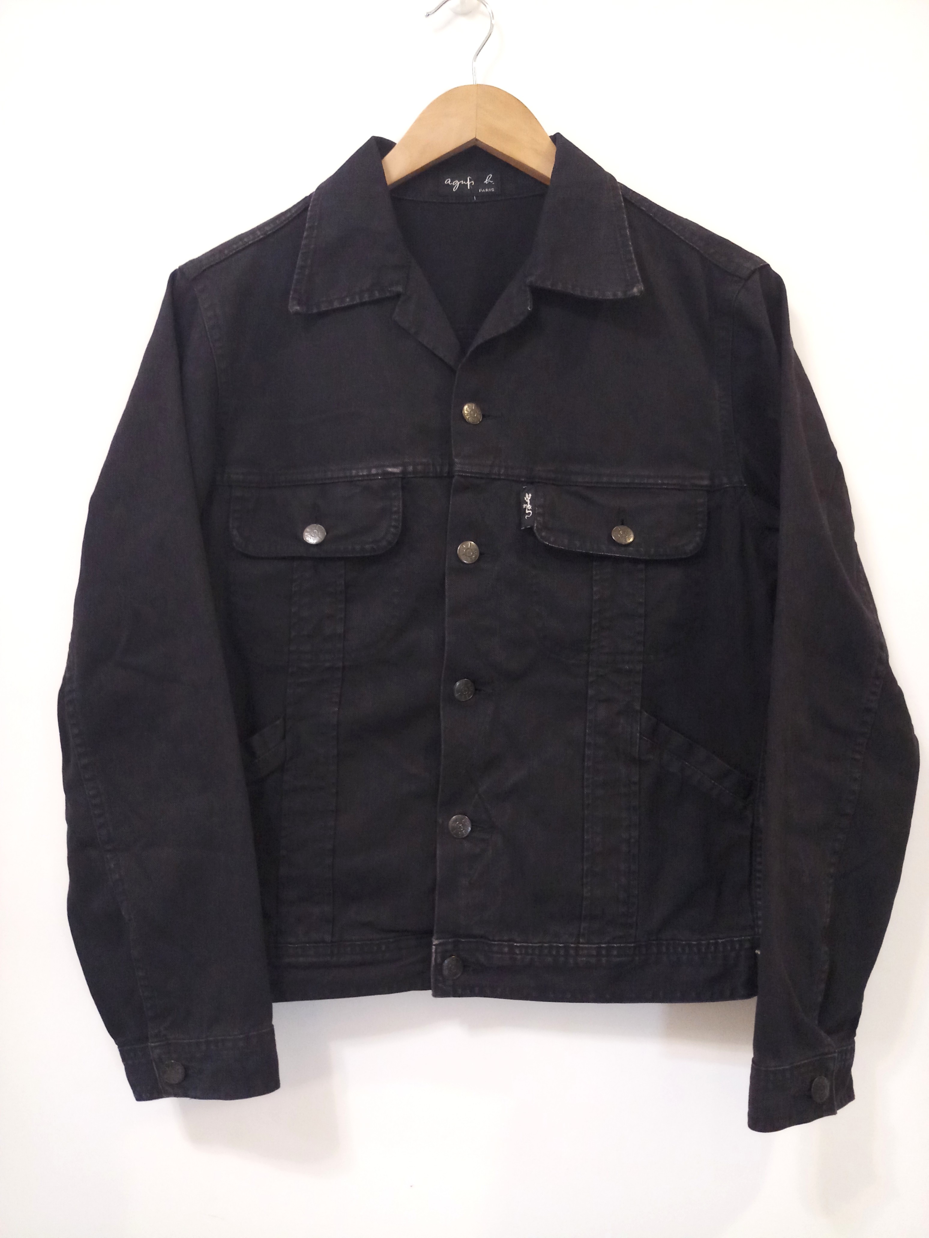 VTG MADE IN FRANCE AGNES B. BLACK DENIM TRUCKER JACKET, Men's Fashion