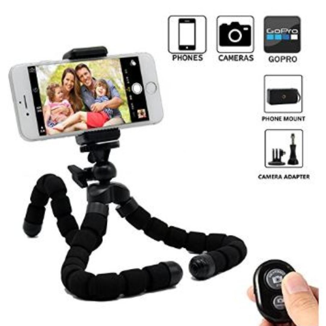 Yocuby Flexible Octopus Style Phone Tripod With Camera Holder Mount Bluetooth Remote Shutter Gopro Holder For Iphone Samsung Smartphones Canon Nikon Sony Digital Cameras Black Electronics Others On Carousell