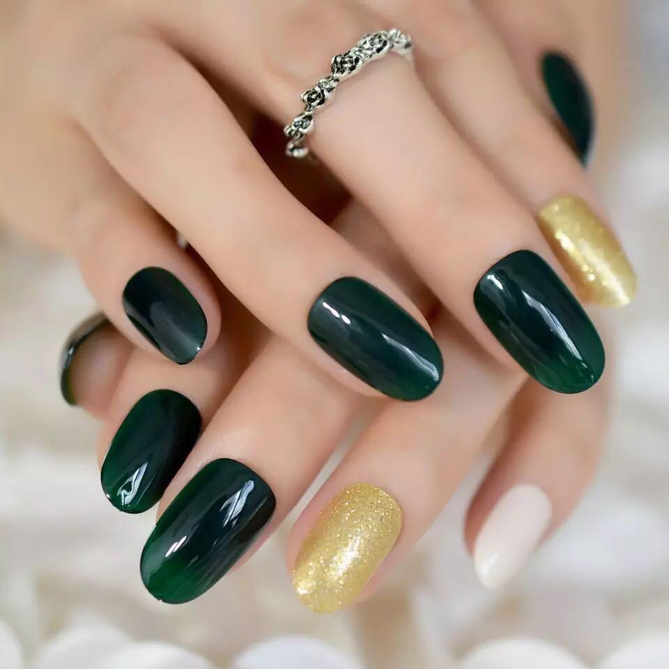 24 Pcs Gorgeous Dark Green Oval Acrylic Gel Nail Tip Health Beauty Hand Foot Care On Carousell