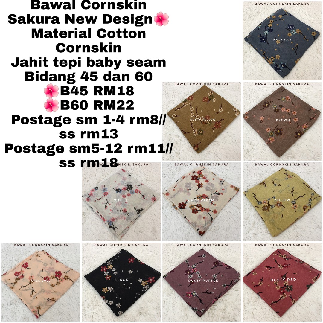 Bawal Cornskin Bidang 45 60 Muslimah Fashion Others On Carousell