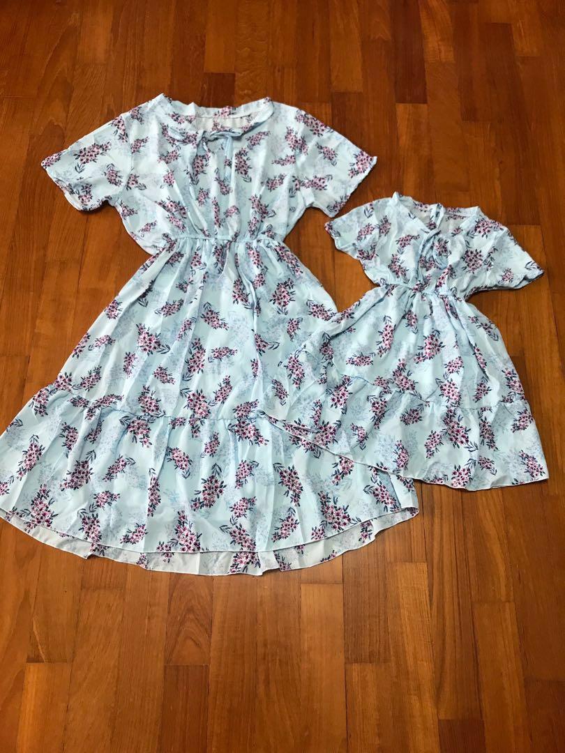 Bn Mother Daughter Blue Floral Dress Set Babies Kids Girls