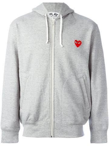cdg zip up hoodie grey