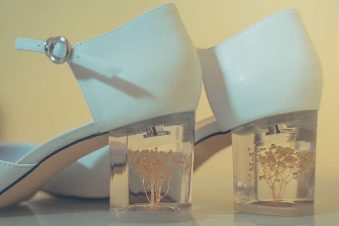 Floral lucite heel mary janes discount
