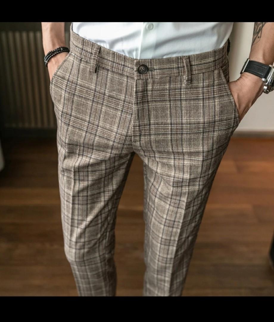 checkered slim fit pants