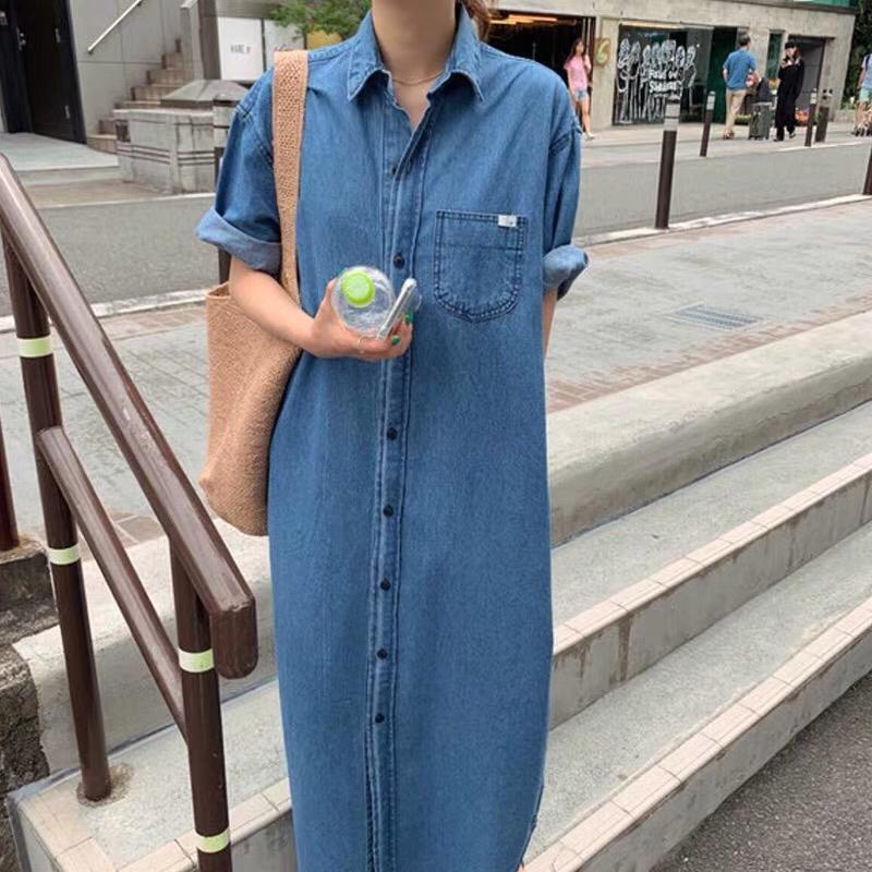 denim top maxi dress