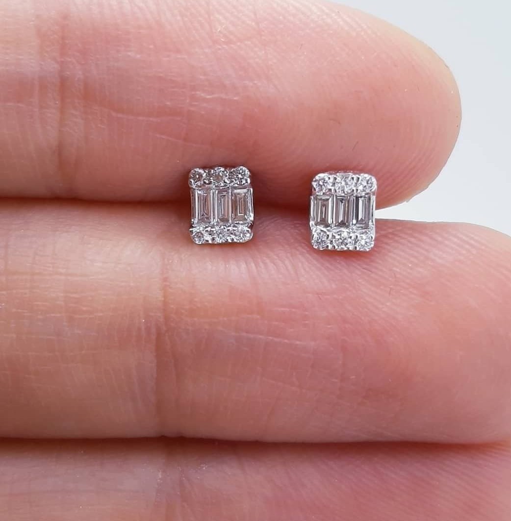 Emerald cut illusion earrings Women s Fashion Jewelry
