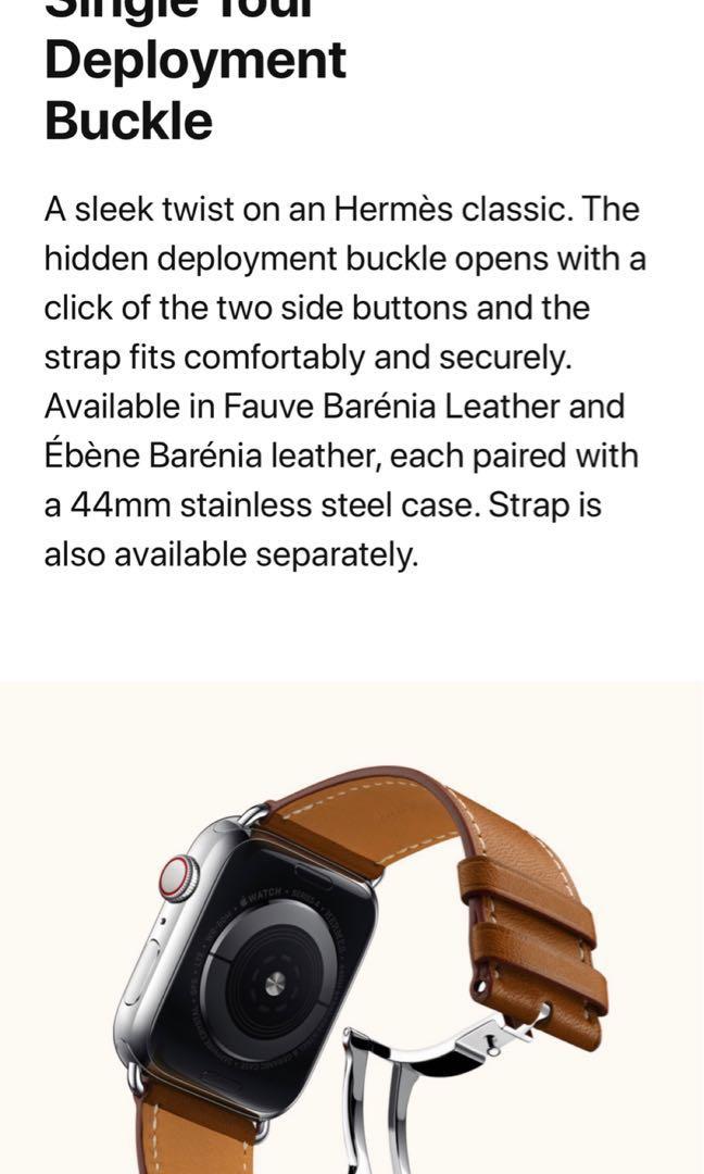 Apple watch hermes stainless steel case with store ebene barenia leather single tour deployment buckle