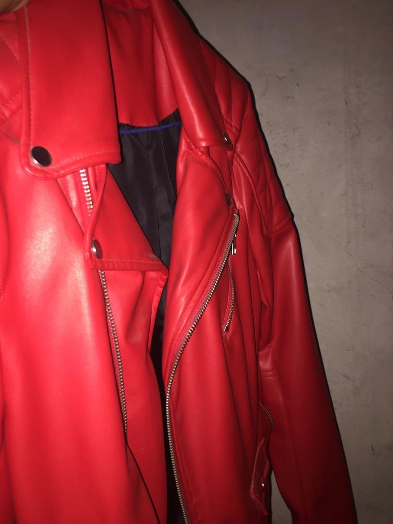 red leather jacket h&m