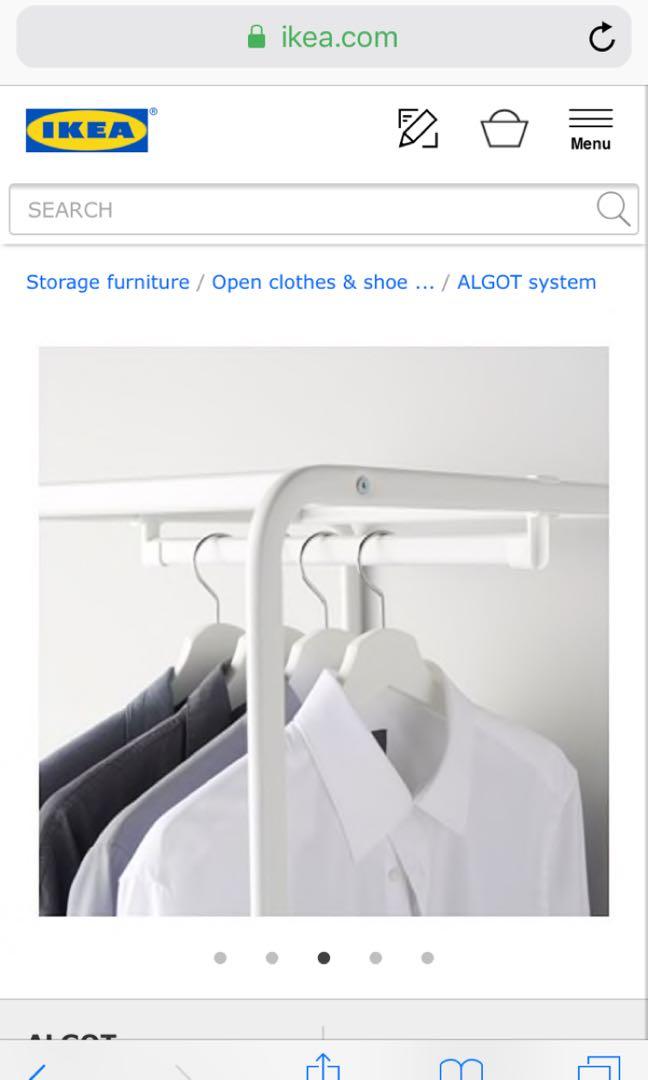 Ikea Algot Frame Open Wardrobe Furniture Shelves Drawers On