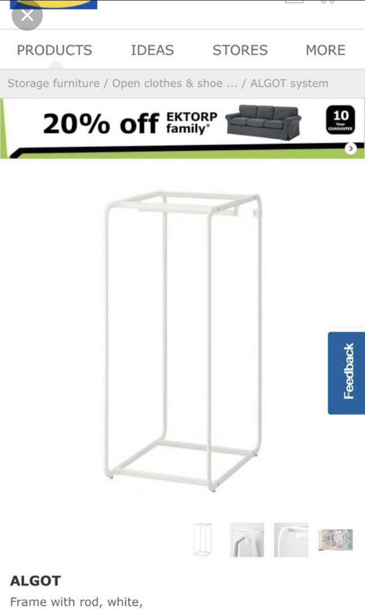Ikea Algot Frame Open Wardrobe Furniture Shelves Drawers On