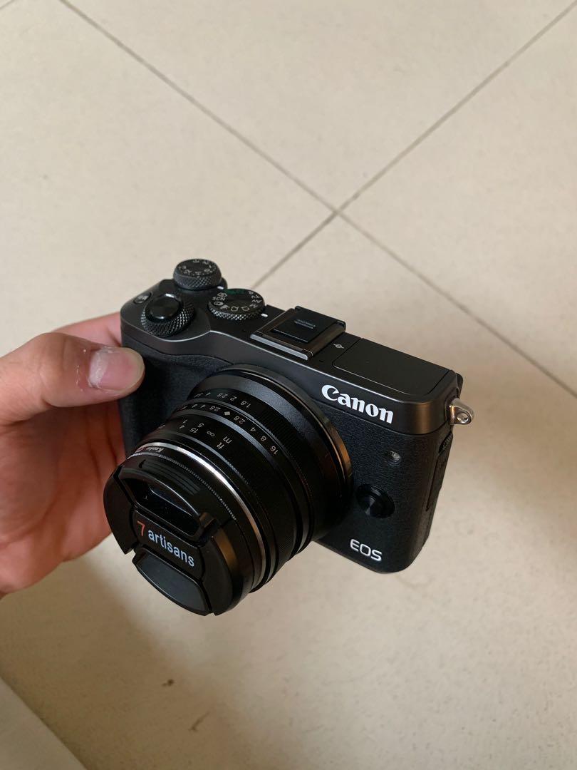 jual cepat bu canon eos m6 lensa fix 7artisans 25mm f1 8
