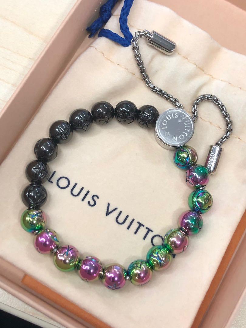 Louis Vuitton Pearls Bracelet Engraved Monogram Colors Black/Multicolor for  Men