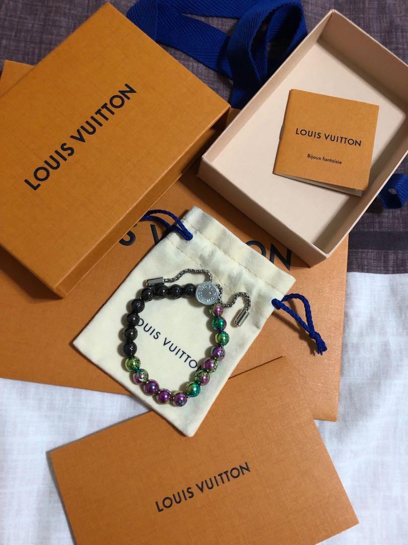 Louis Vuitton Pearls Bracelet Engraved Monogram Colors Black/Multicolor for  Men