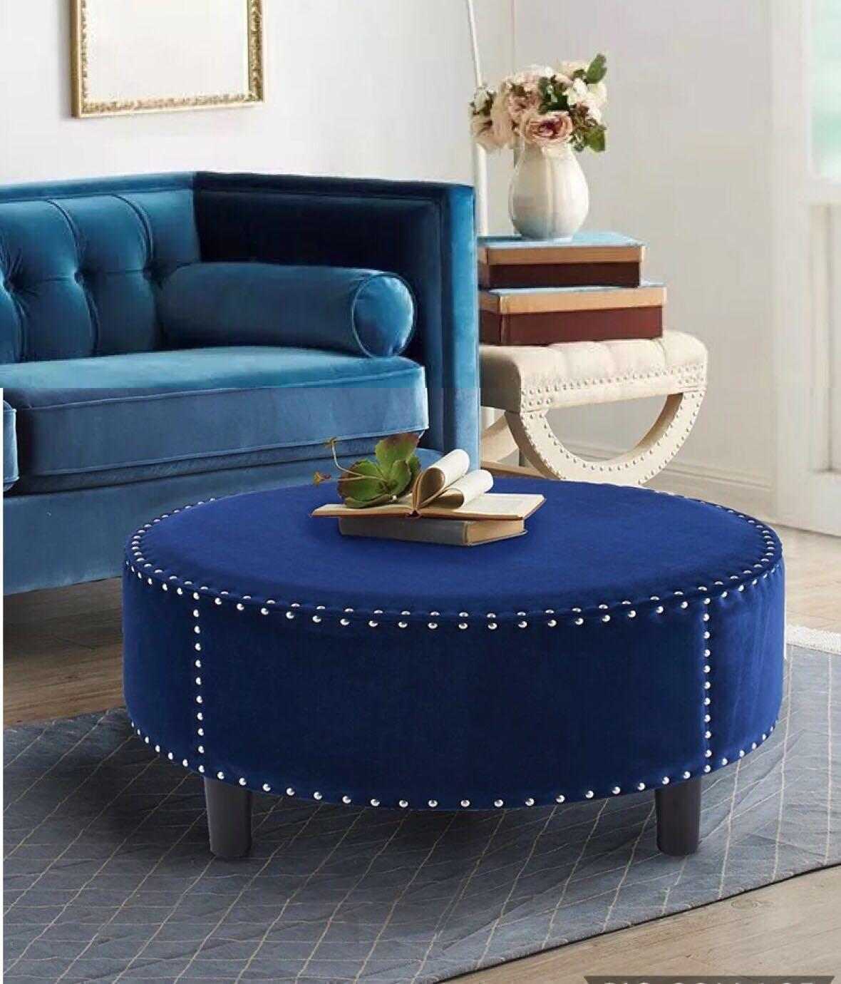 Ottoman 90cm Round Ottoman Footrest Sofa Coffee Table Furniture