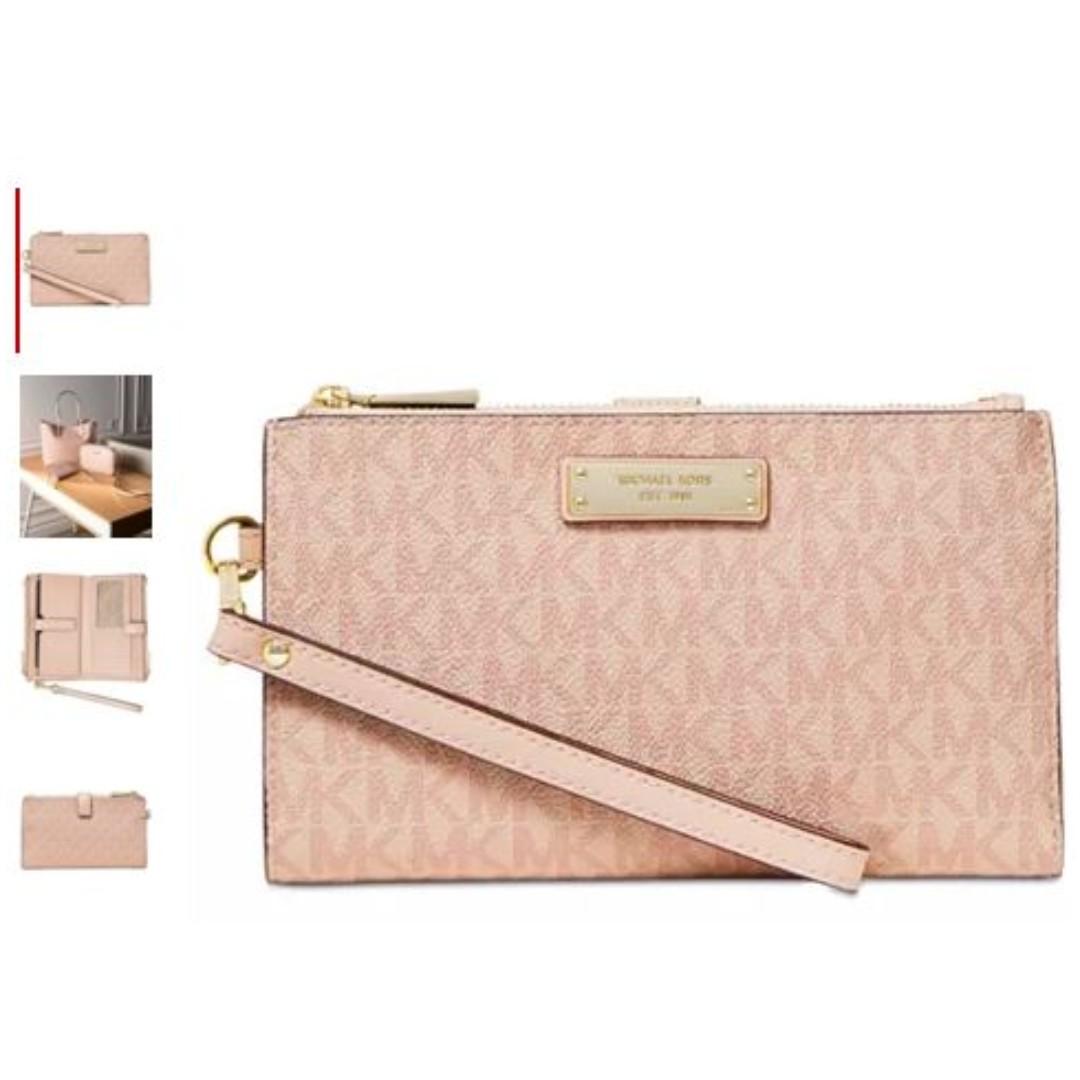 adele signature double zip wristlet